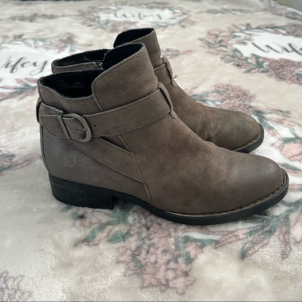 SOLD Born Gray Moto Biker Suede Ankle Boots Size 7.5
